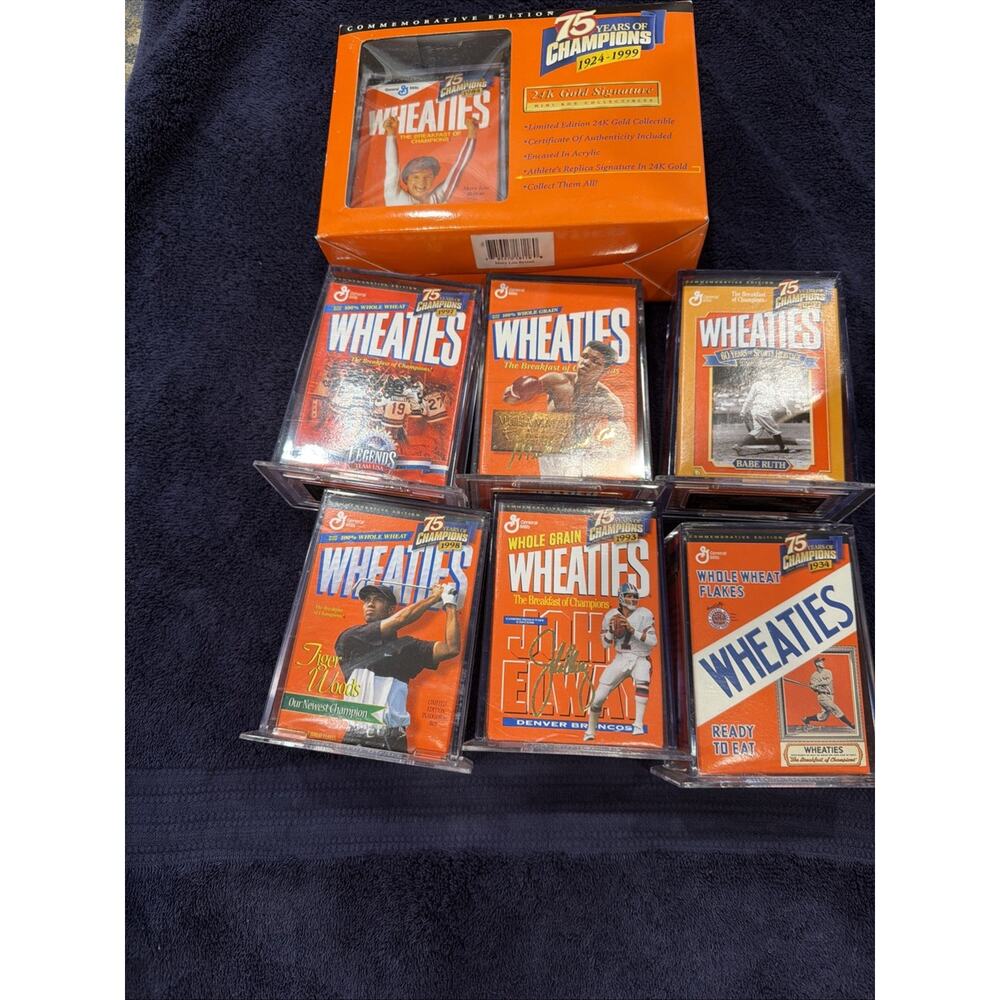 Mini Wheaties Box 75 Years of Champions 24K Gold 1924-1999 Lot of 7